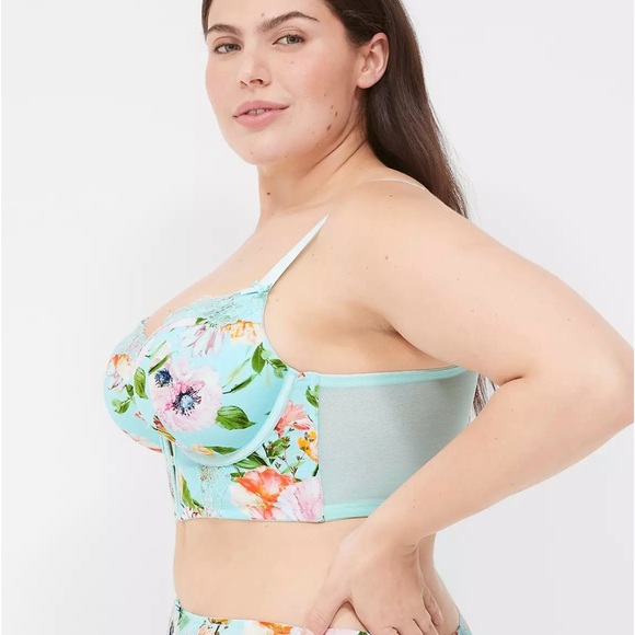 CACIQUE Floral Printed Boost Balconette Longline Bra 44H - Picture 3 of 9